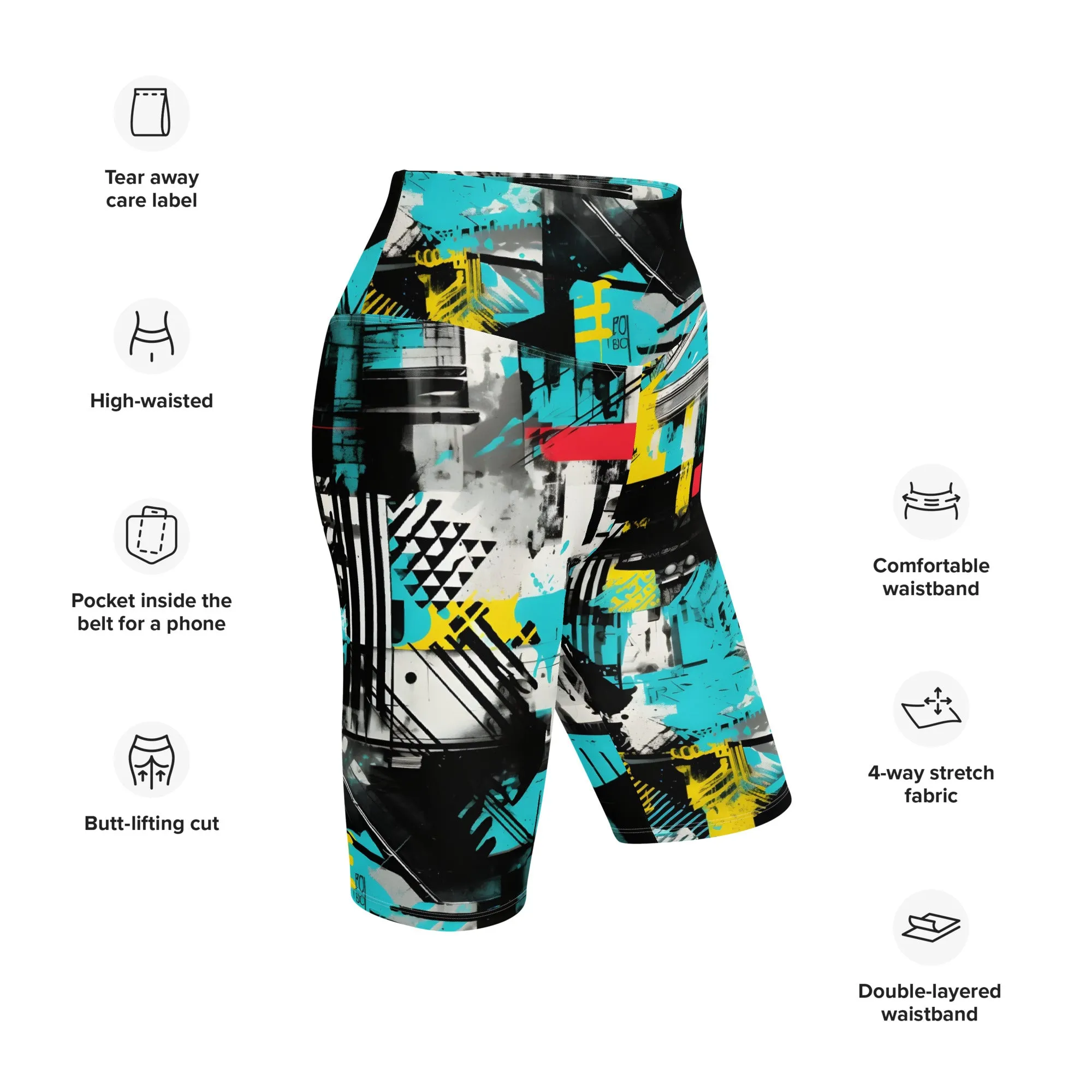 Tropical Tempo: Women's Mile After Mile Biker Shorts - Tropical Thunder 001