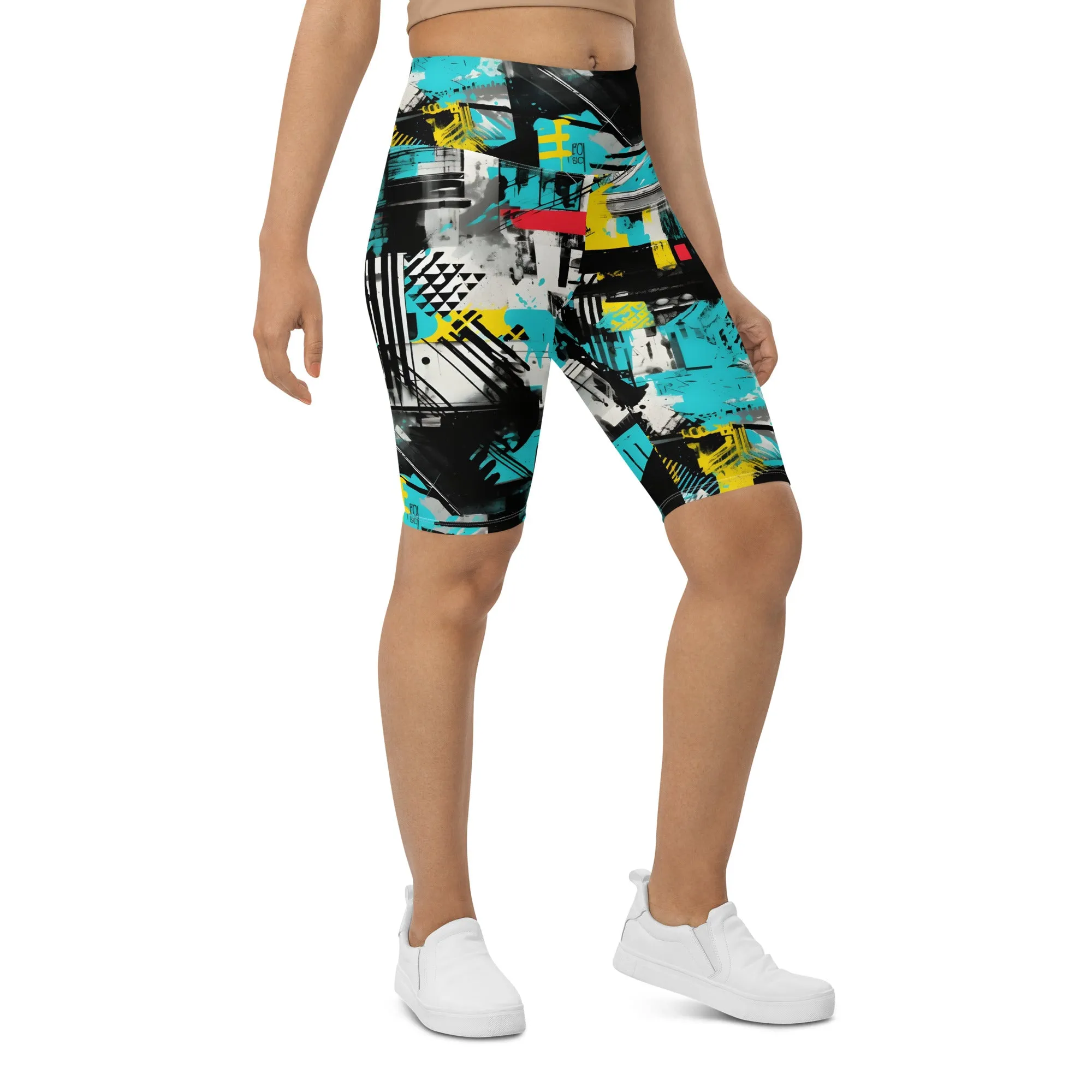 Tropical Tempo: Women's Mile After Mile Biker Shorts - Tropical Thunder 001