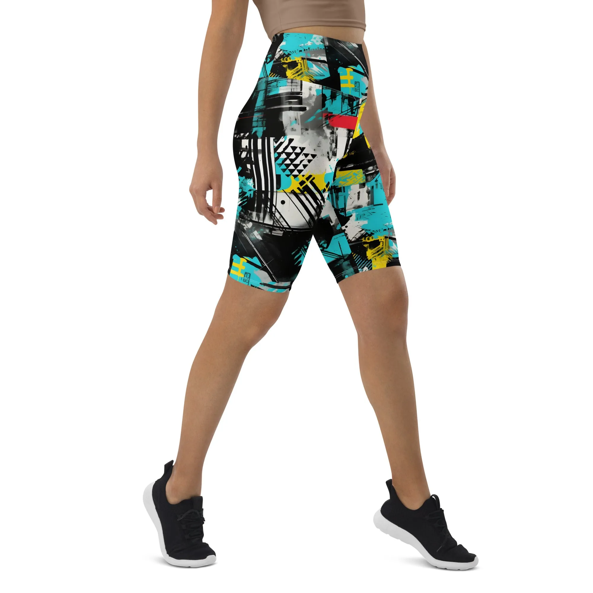 Tropical Tempo: Women's Mile After Mile Biker Shorts - Tropical Thunder 001