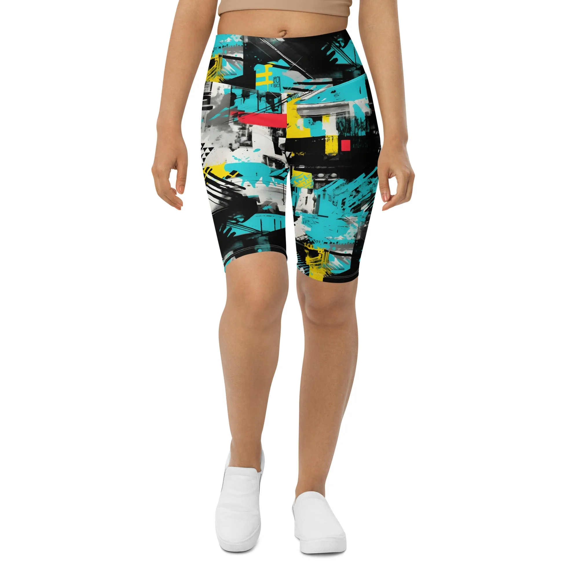 Tropical Tempo: Women's Mile After Mile Biker Shorts - Tropical Thunder 001