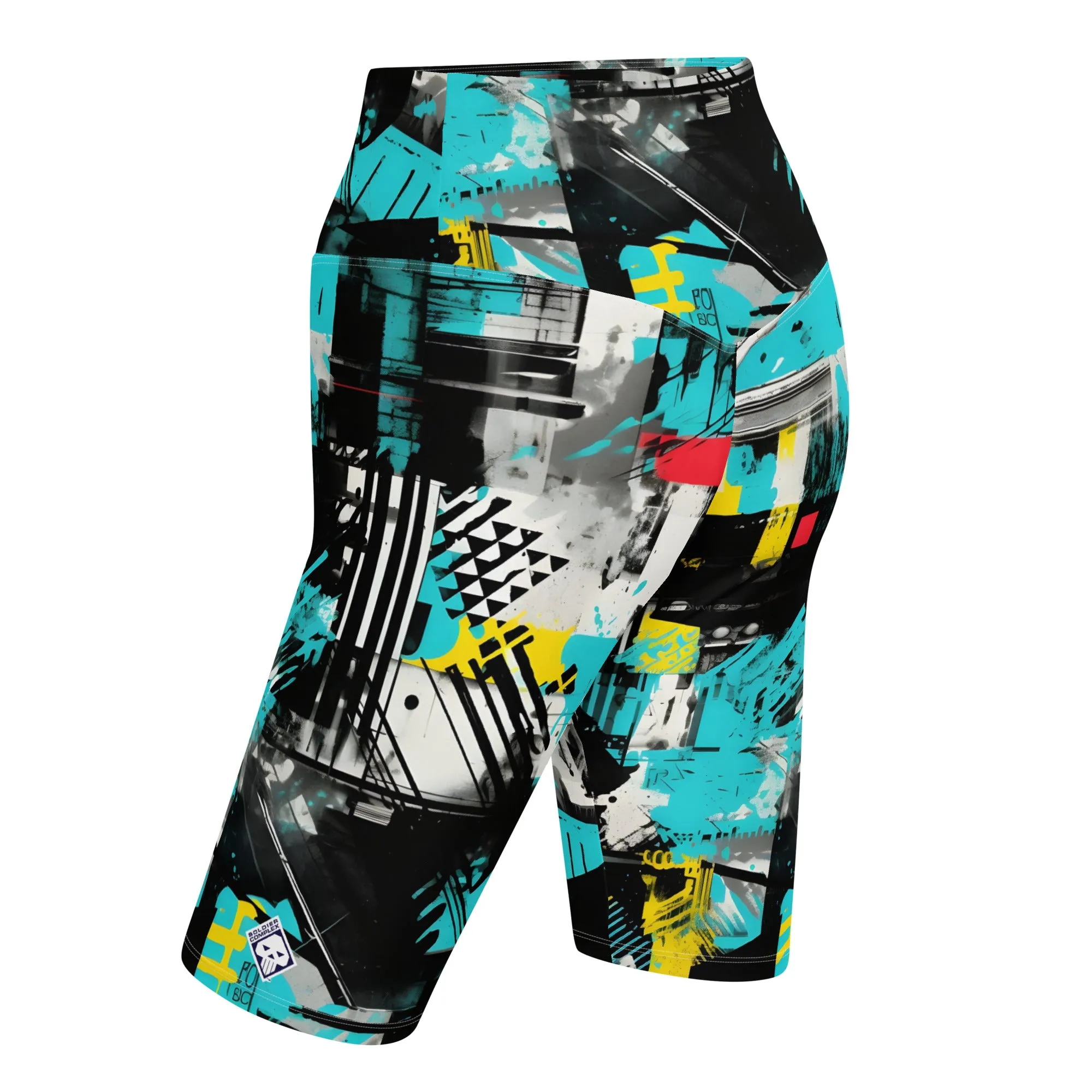 Tropical Tempo: Women's Mile After Mile Biker Shorts - Tropical Thunder 001