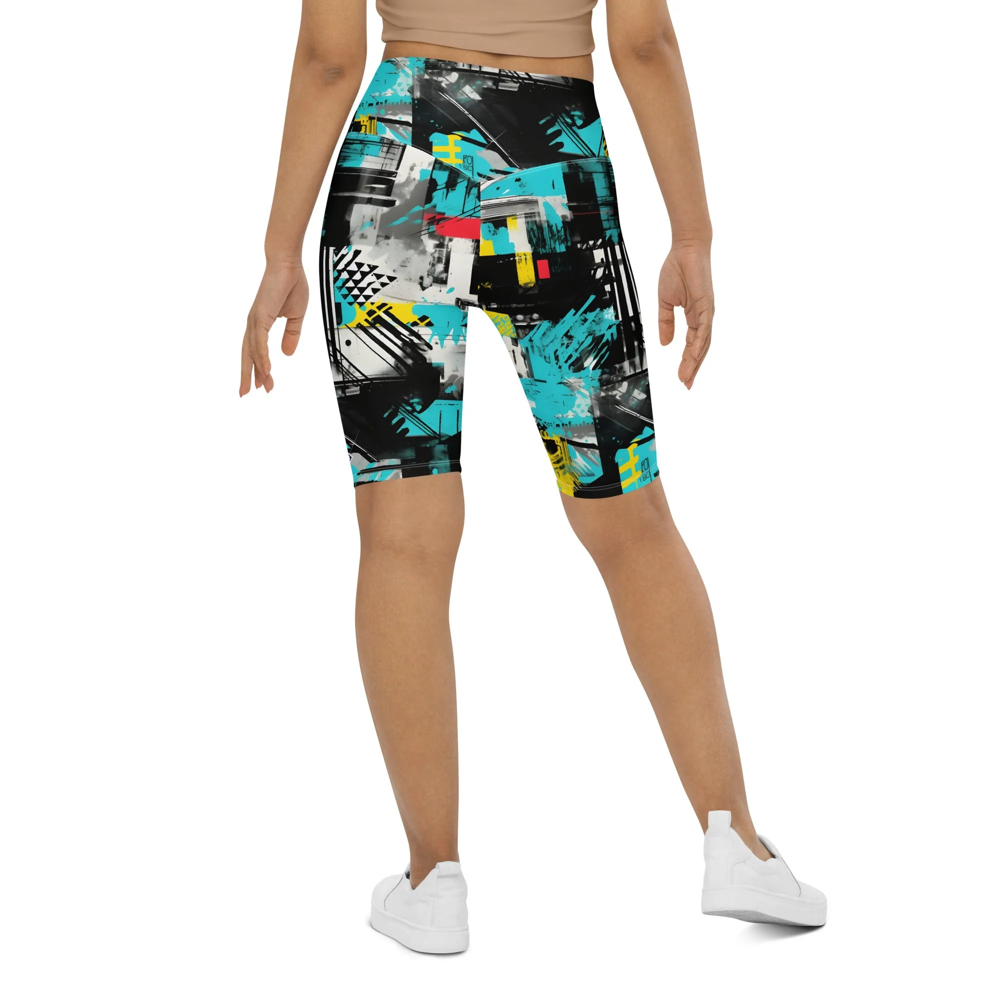 Tropical Tempo: Women's Mile After Mile Biker Shorts - Tropical Thunder 001