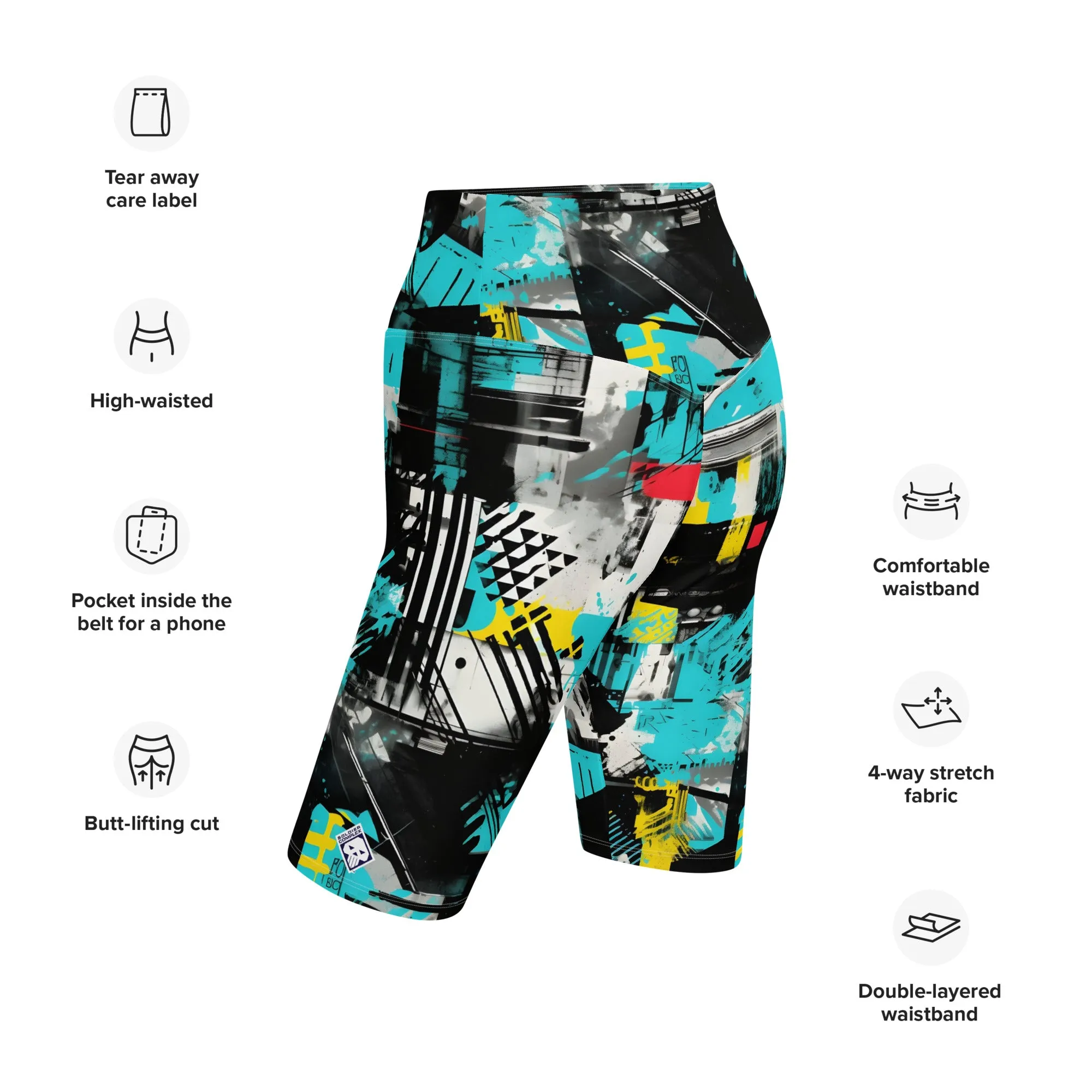 Tropical Tempo: Women's Mile After Mile Biker Shorts - Tropical Thunder 001