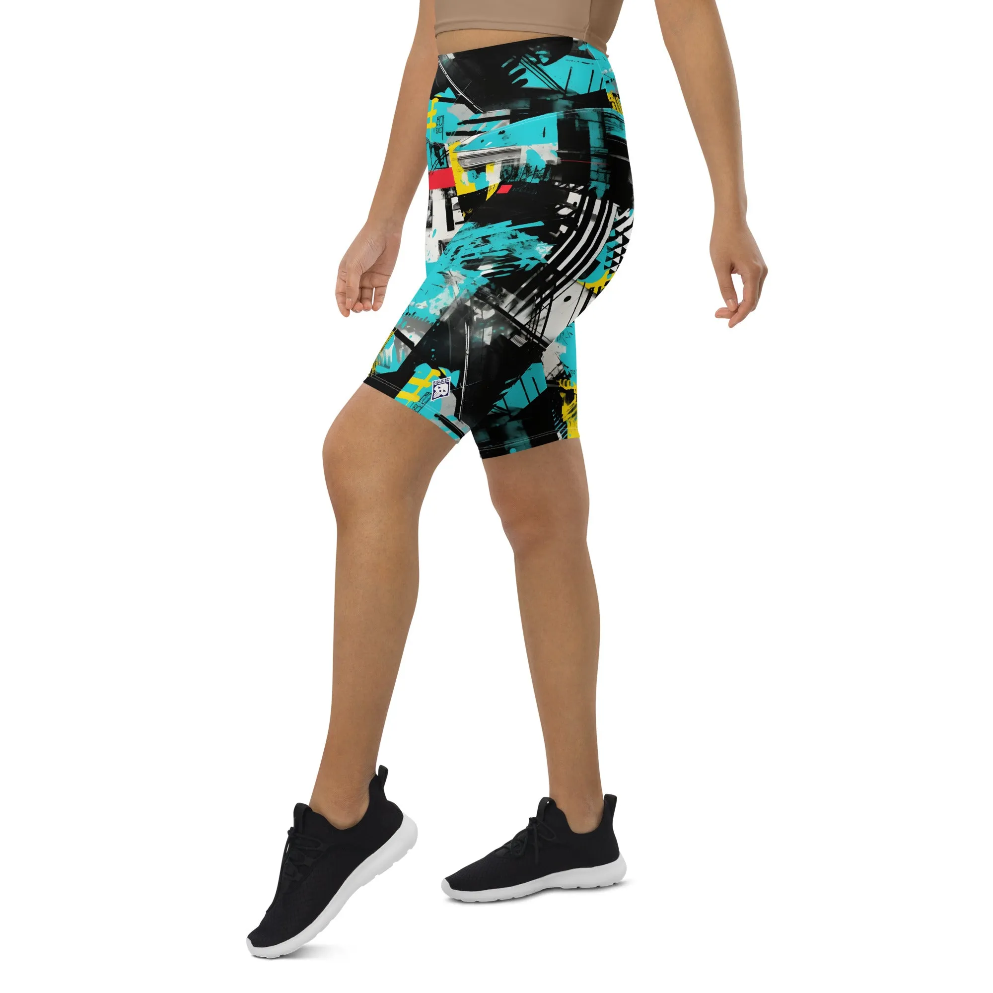 Tropical Tempo: Women's Mile After Mile Biker Shorts - Tropical Thunder 001