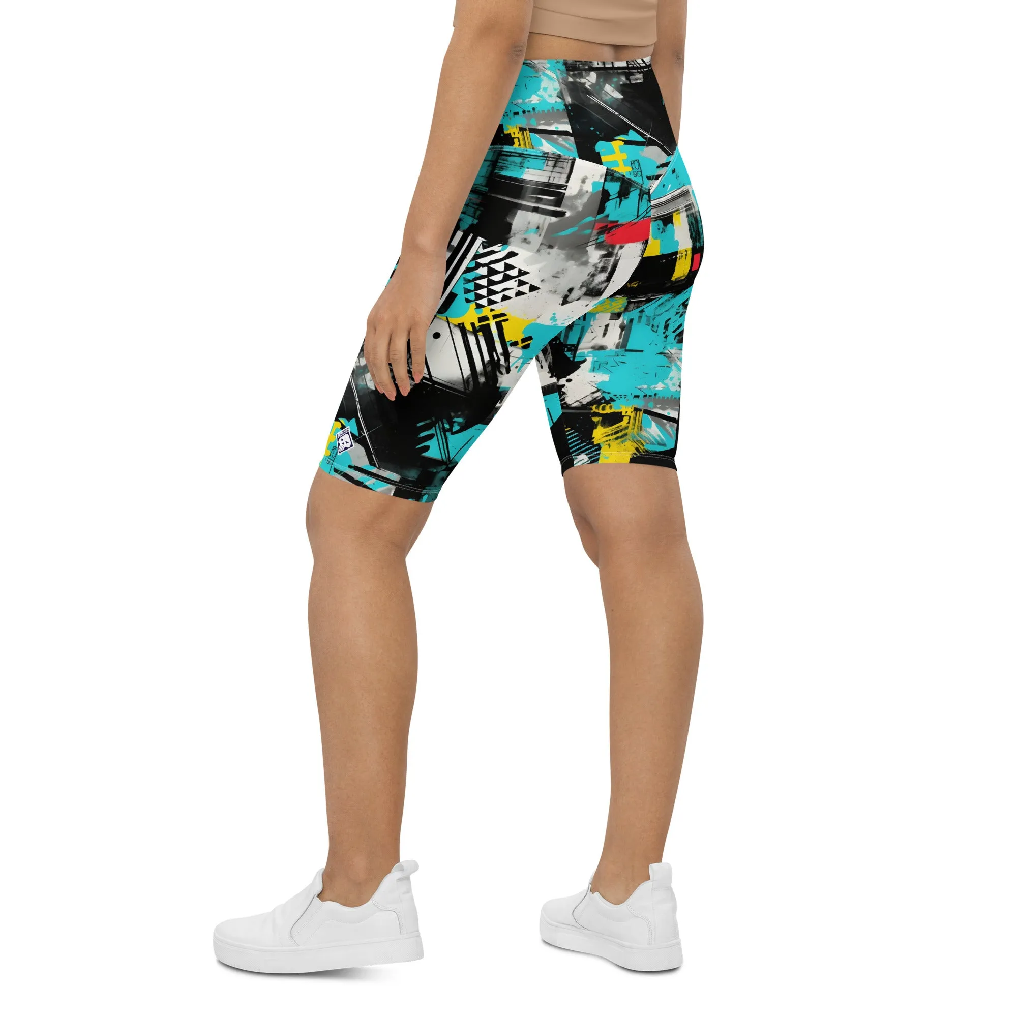 Tropical Tempo: Women's Mile After Mile Biker Shorts - Tropical Thunder 001