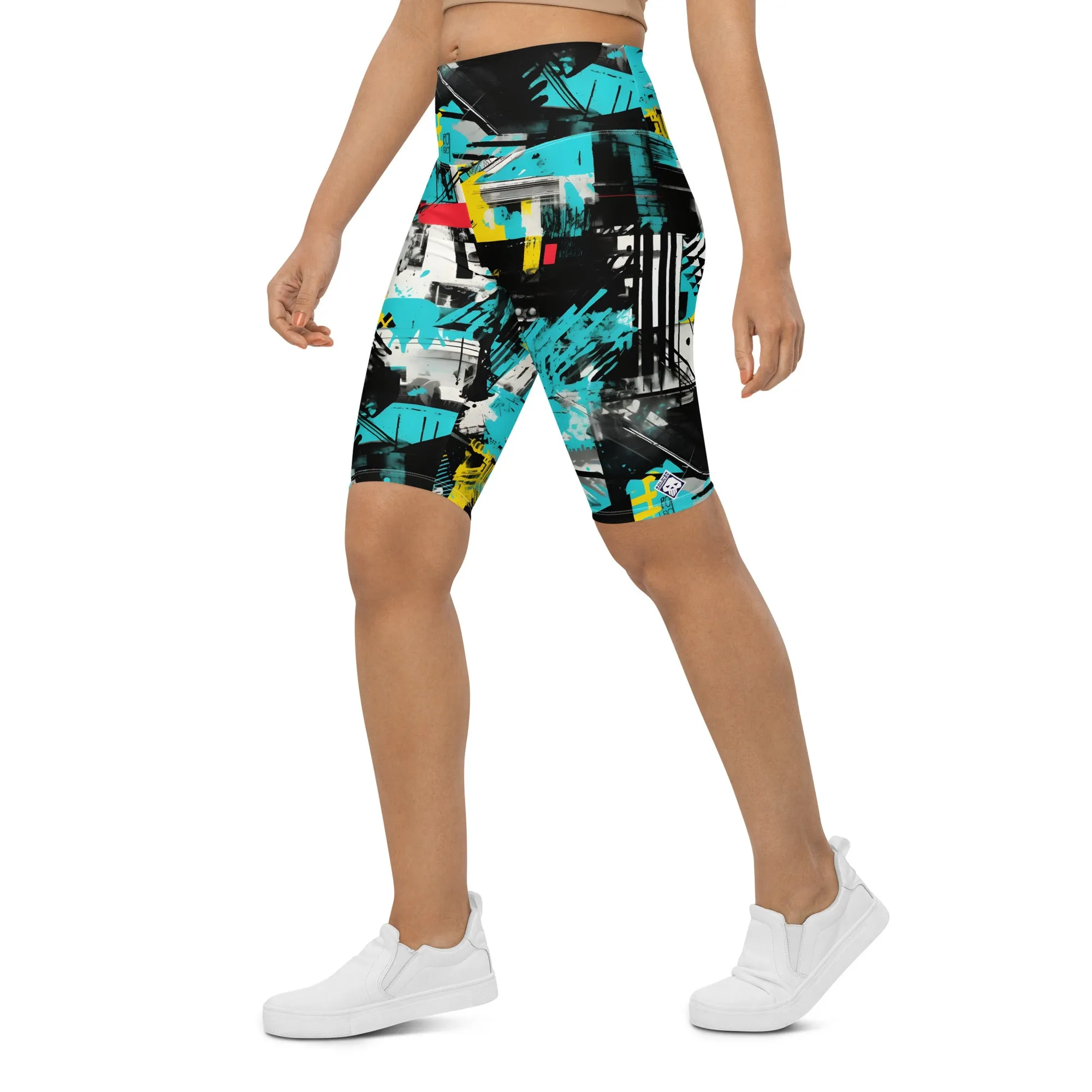 Tropical Tempo: Women's Mile After Mile Biker Shorts - Tropical Thunder 001