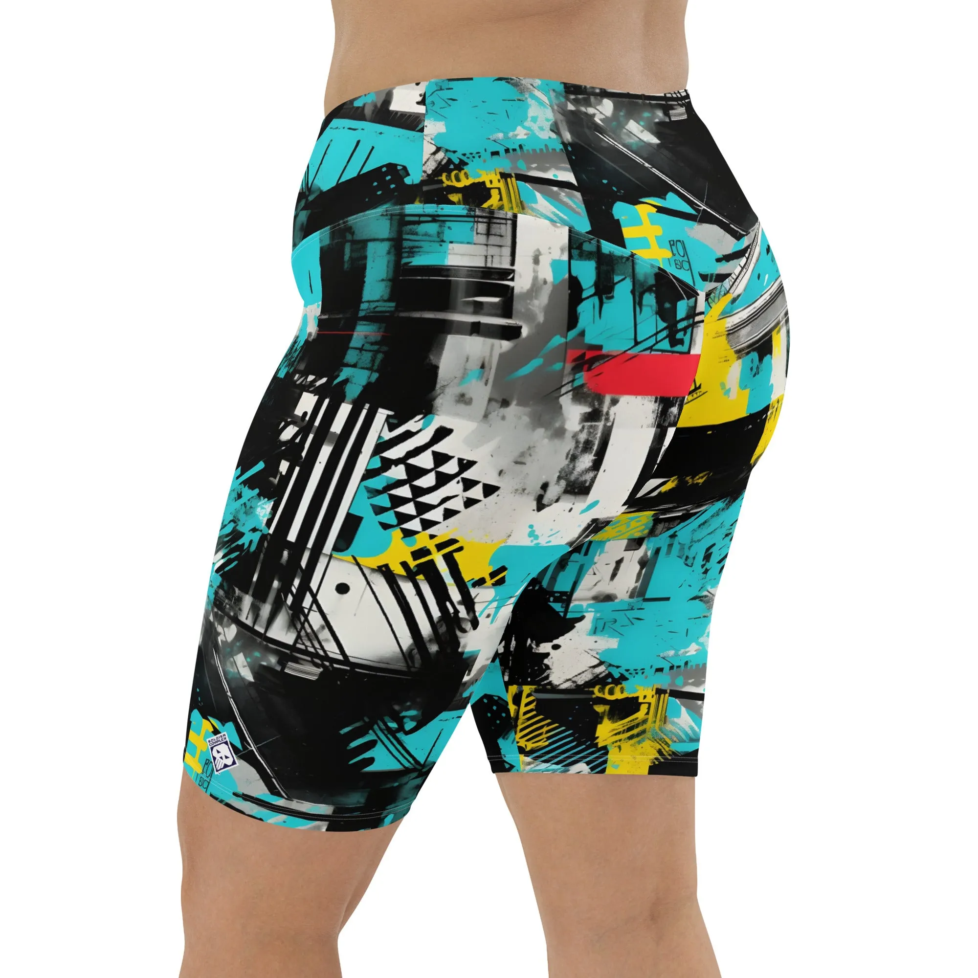 Tropical Tempo: Women's Mile After Mile Biker Shorts - Tropical Thunder 001