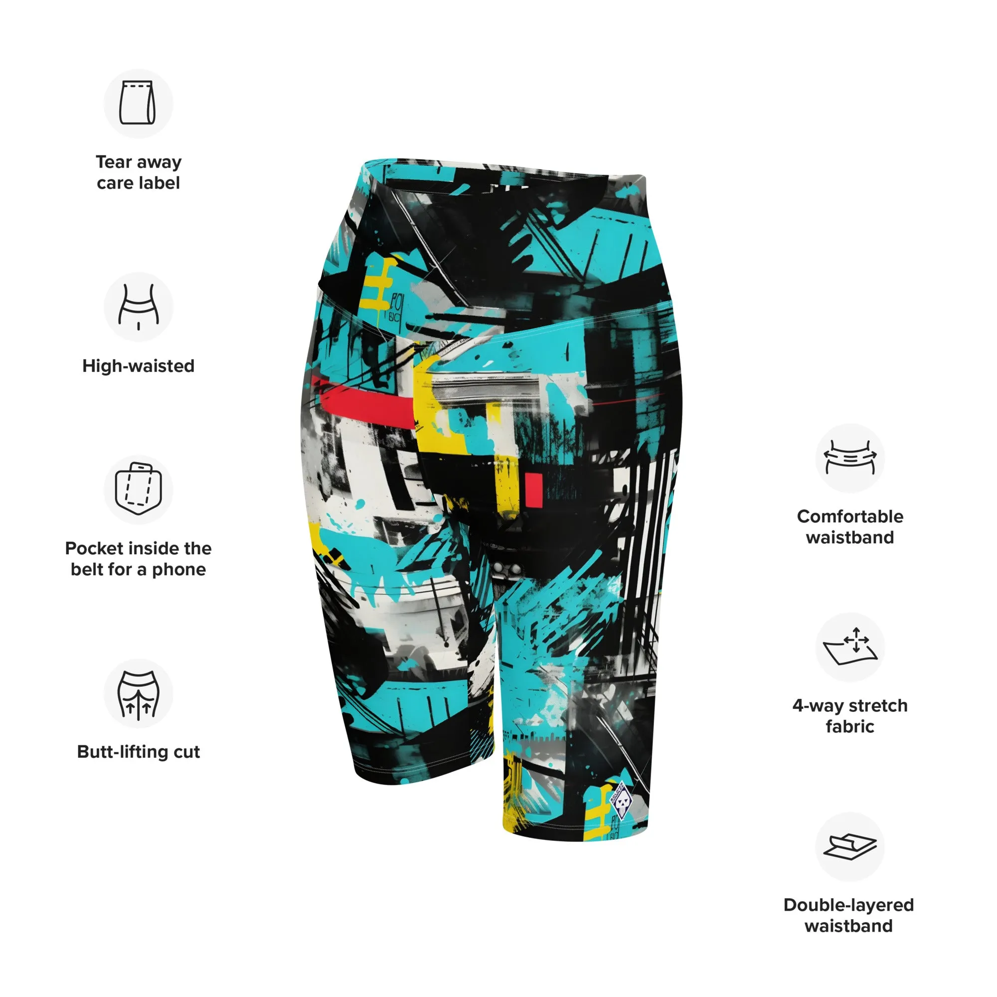 Tropical Tempo: Women's Mile After Mile Biker Shorts - Tropical Thunder 001