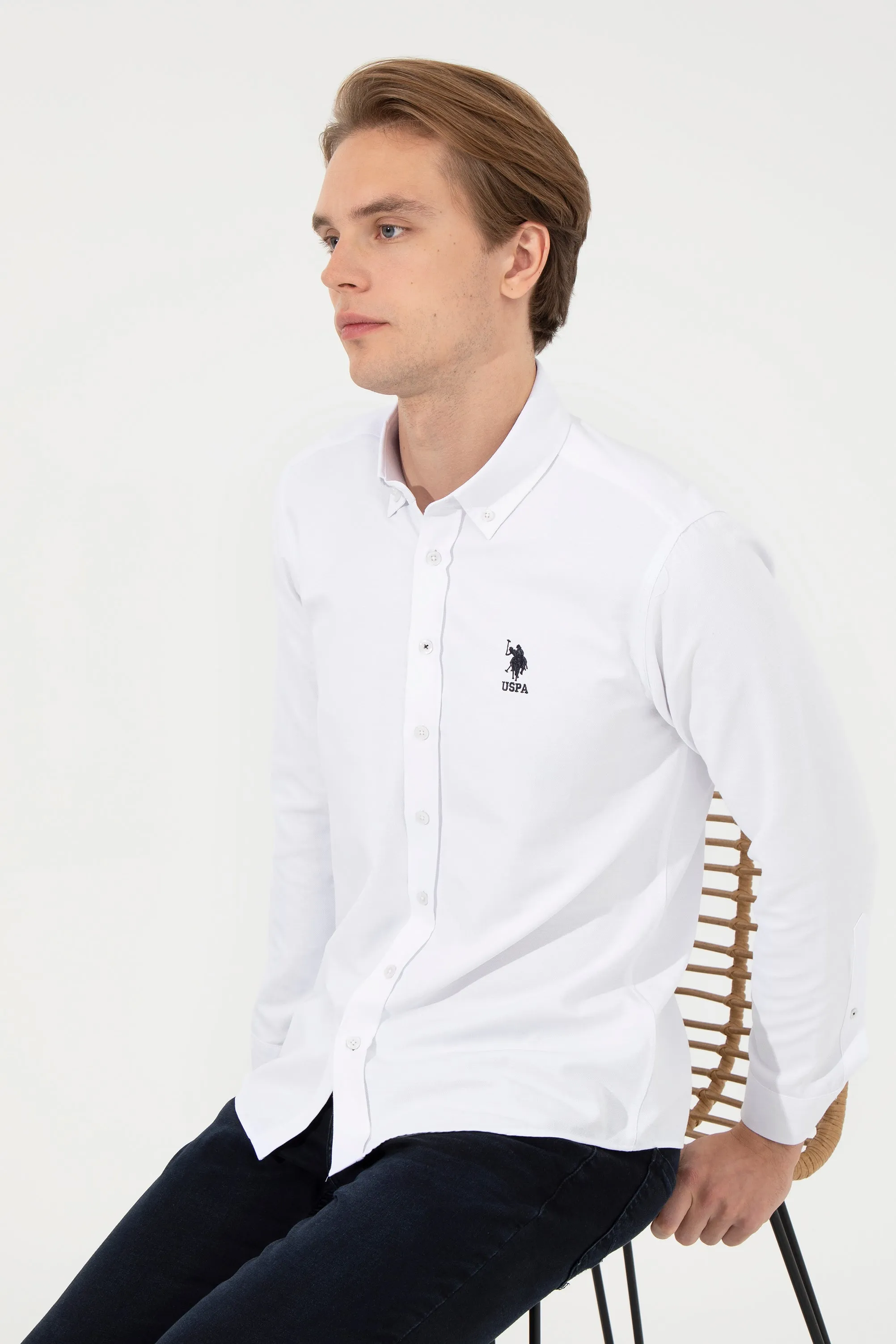 US Polo Assn. Men Shirt Slim White VR013 USPSH291 USPA