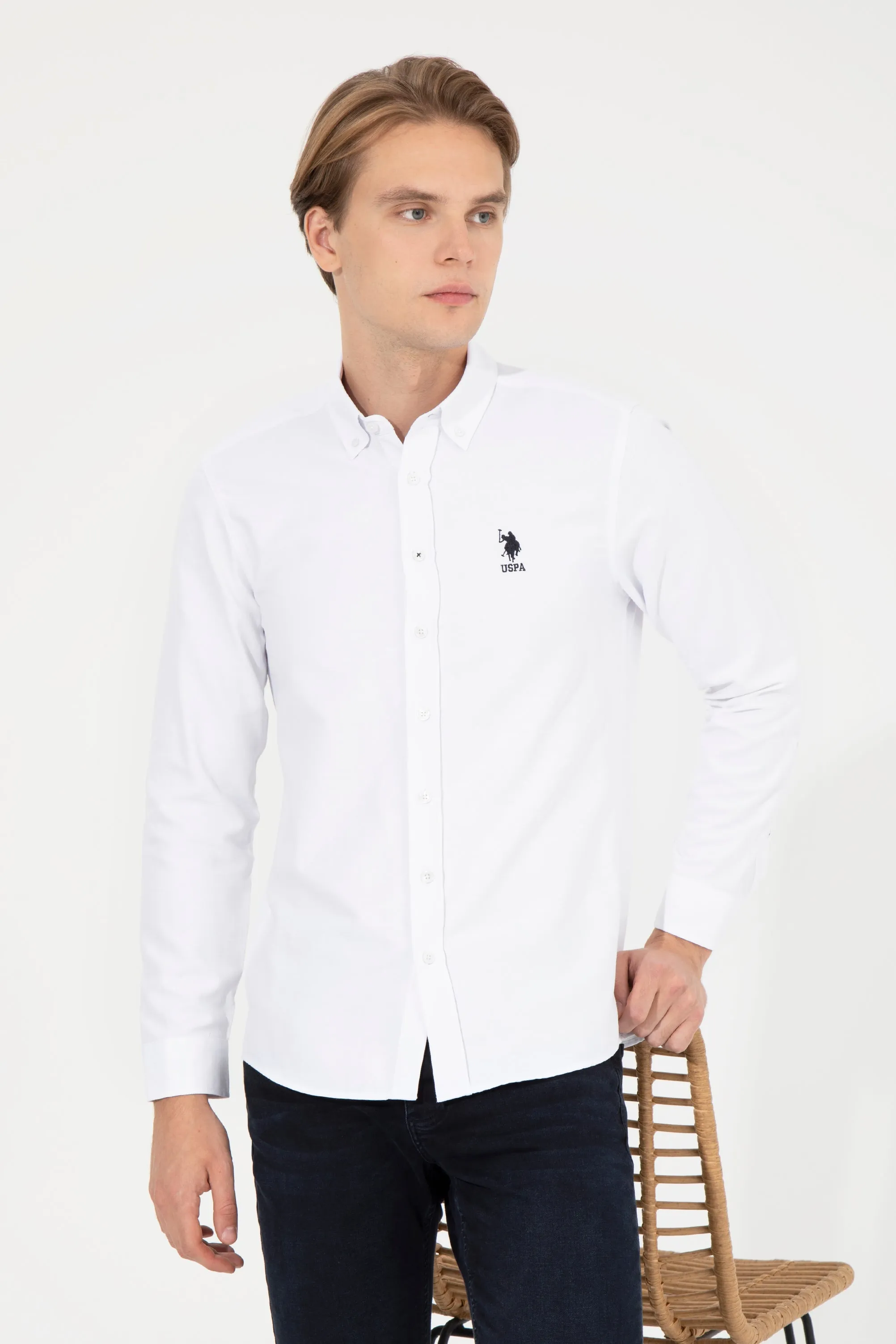 US Polo Assn. Men Shirt Slim White VR013 USPSH291 USPA