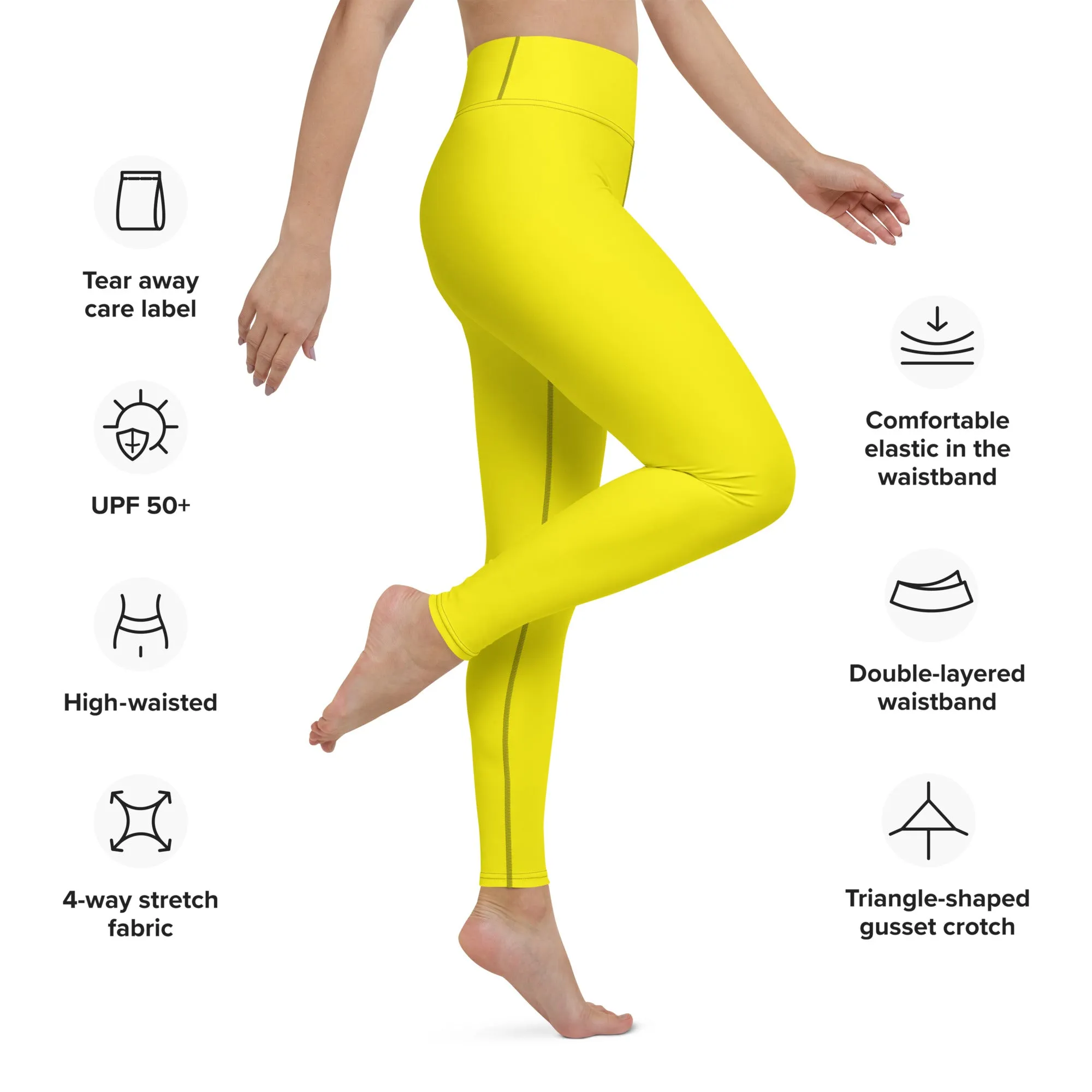 Versatile Movement: Solid Color Leggings for Women - Golden Sun