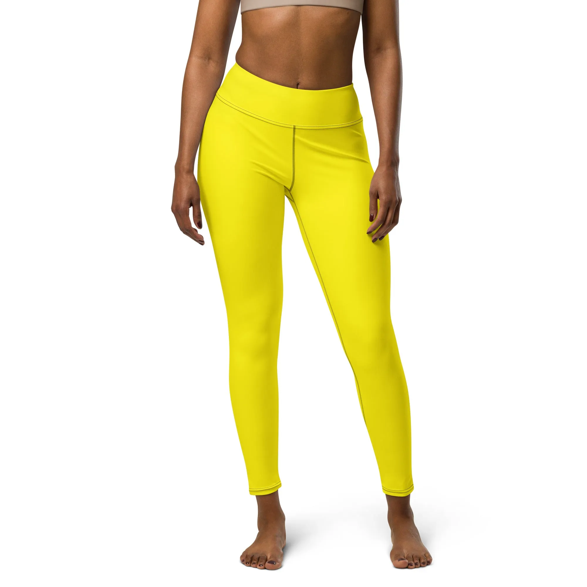 Versatile Movement: Solid Color Leggings for Women - Golden Sun