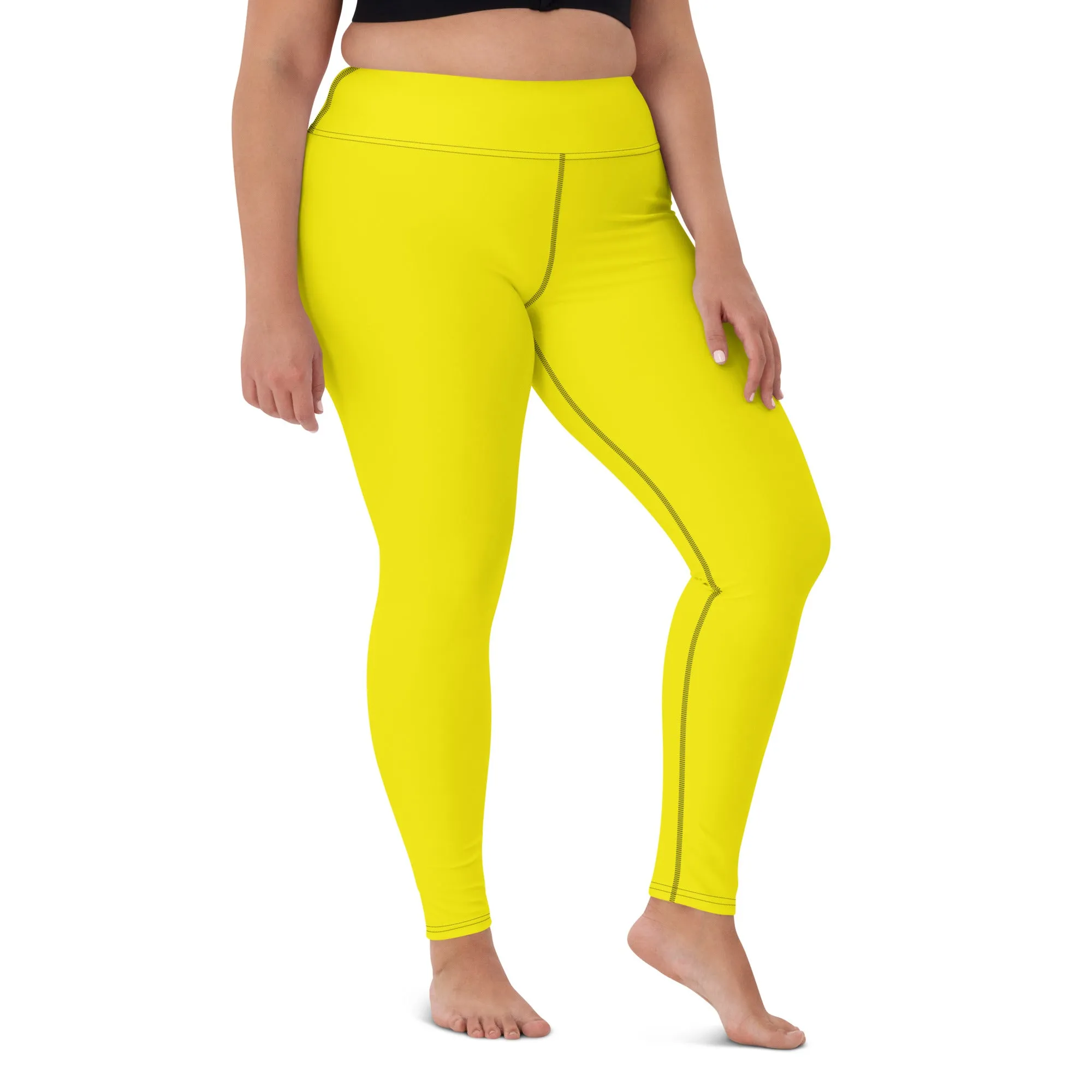 Versatile Movement: Solid Color Leggings for Women - Golden Sun