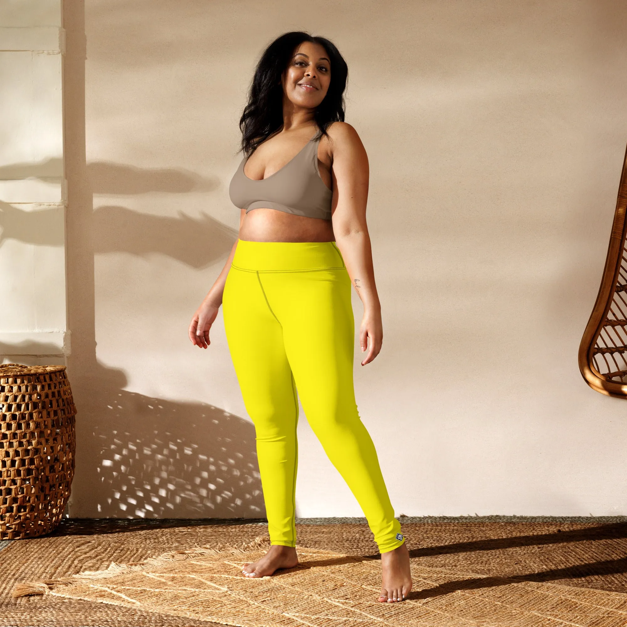 Versatile Movement: Solid Color Leggings for Women - Golden Sun