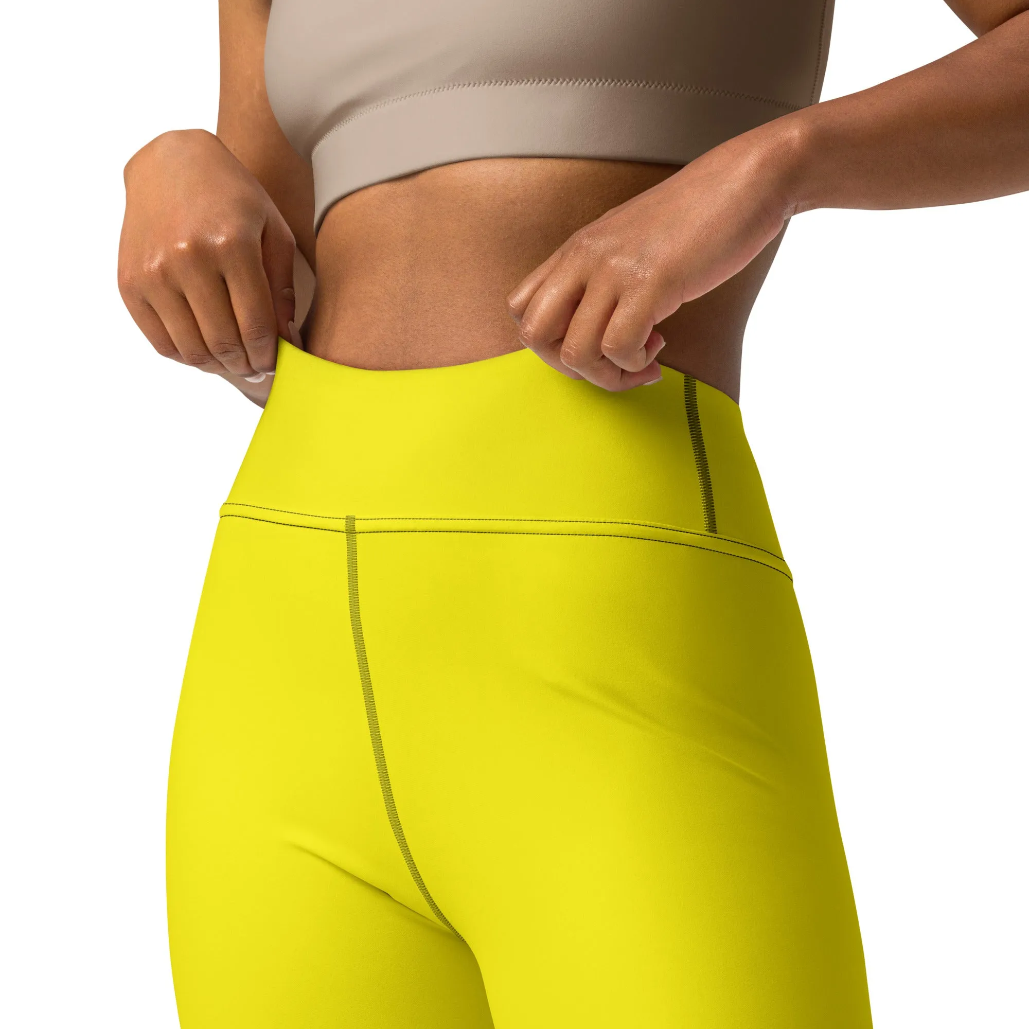 Versatile Movement: Solid Color Leggings for Women - Golden Sun