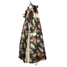 Vintage Carnival of Venice Ball Gown Dress with Hooded Coat Exceptional Fabric M