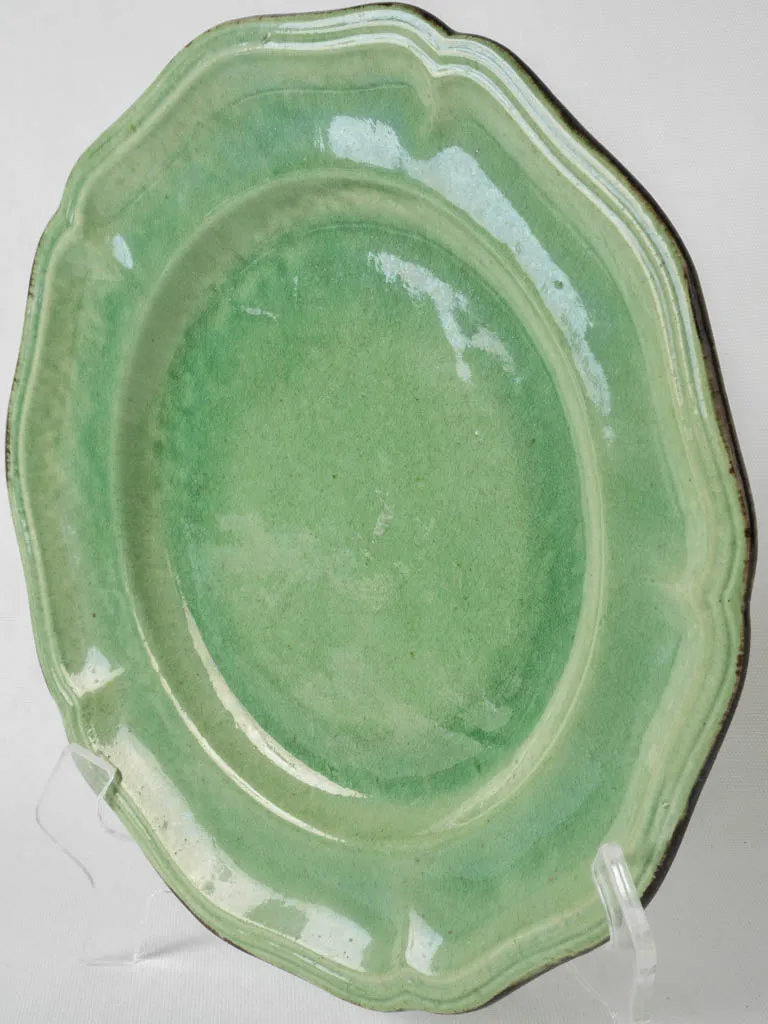 Vintage green-glazed plate from Dieulefit - 13"