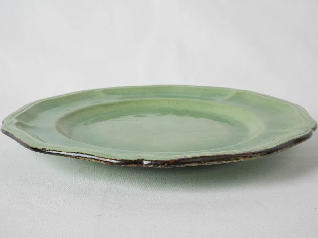 Vintage green-glazed plate from Dieulefit - 13"