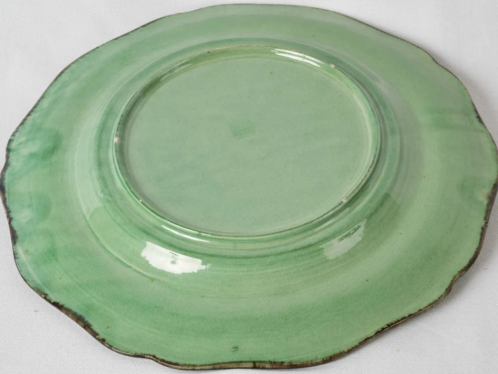 Vintage green-glazed plate from Dieulefit - 13"