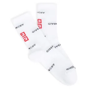 White 4G Logo Crew Socks