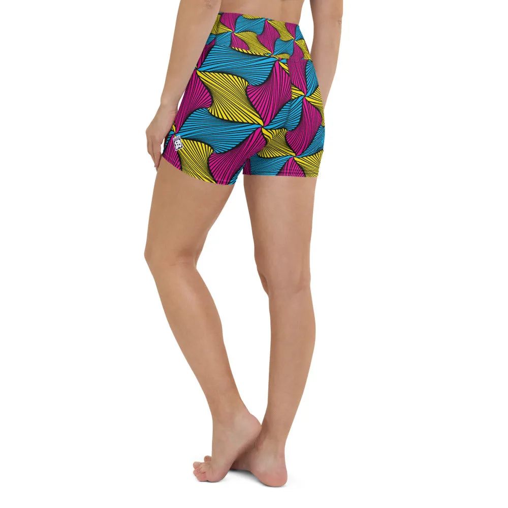 Women's Ankara Wax Print Yoga Shorts 001