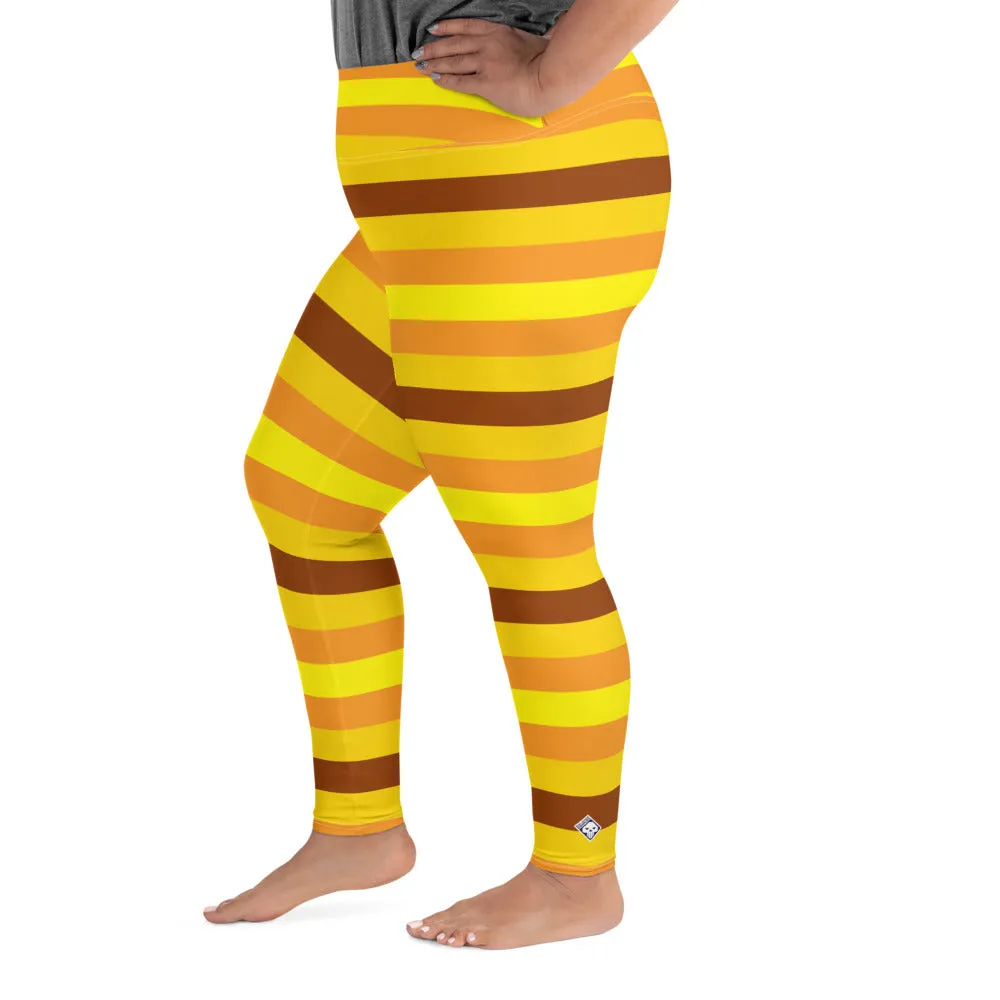 Women's High Waist Plus Size Striped Honey Comb Leggings Yoga Pants