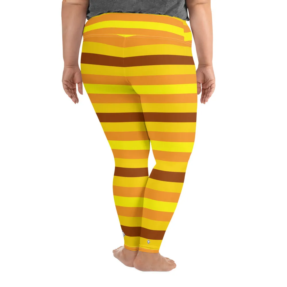 Women's High Waist Plus Size Striped Honey Comb Leggings Yoga Pants