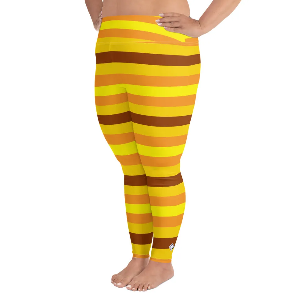 Women's High Waist Plus Size Striped Honey Comb Leggings Yoga Pants