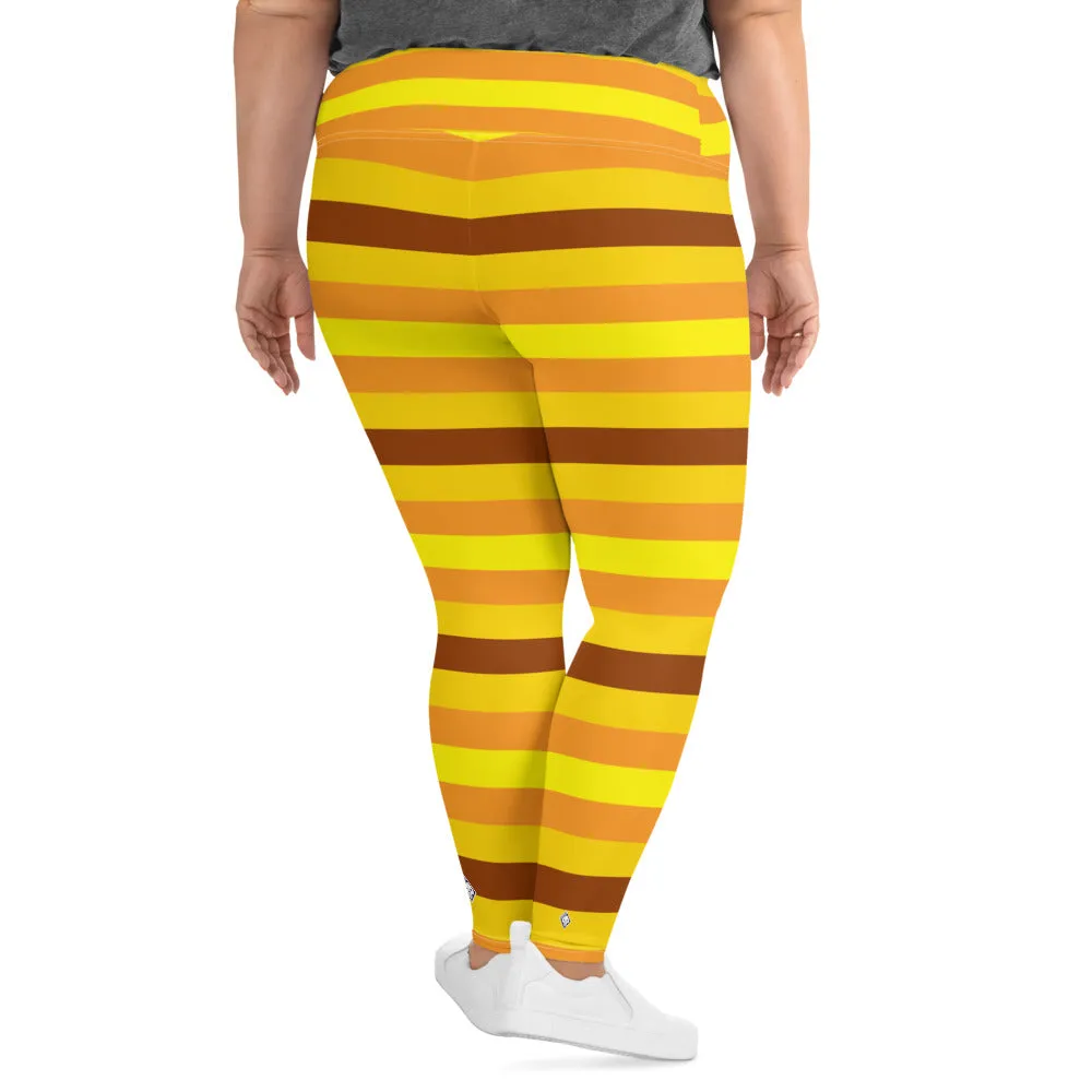 Women's High Waist Plus Size Striped Honey Comb Leggings Yoga Pants