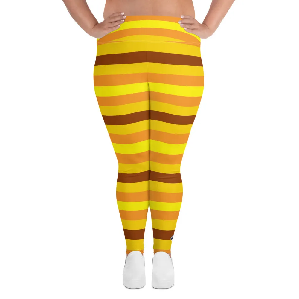 Women's High Waist Plus Size Striped Honey Comb Leggings Yoga Pants