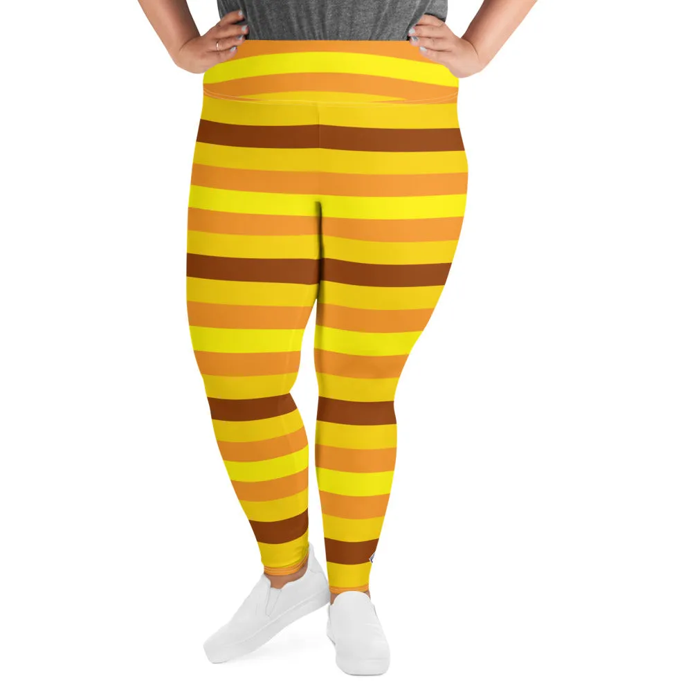 Women's High Waist Plus Size Striped Honey Comb Leggings Yoga Pants