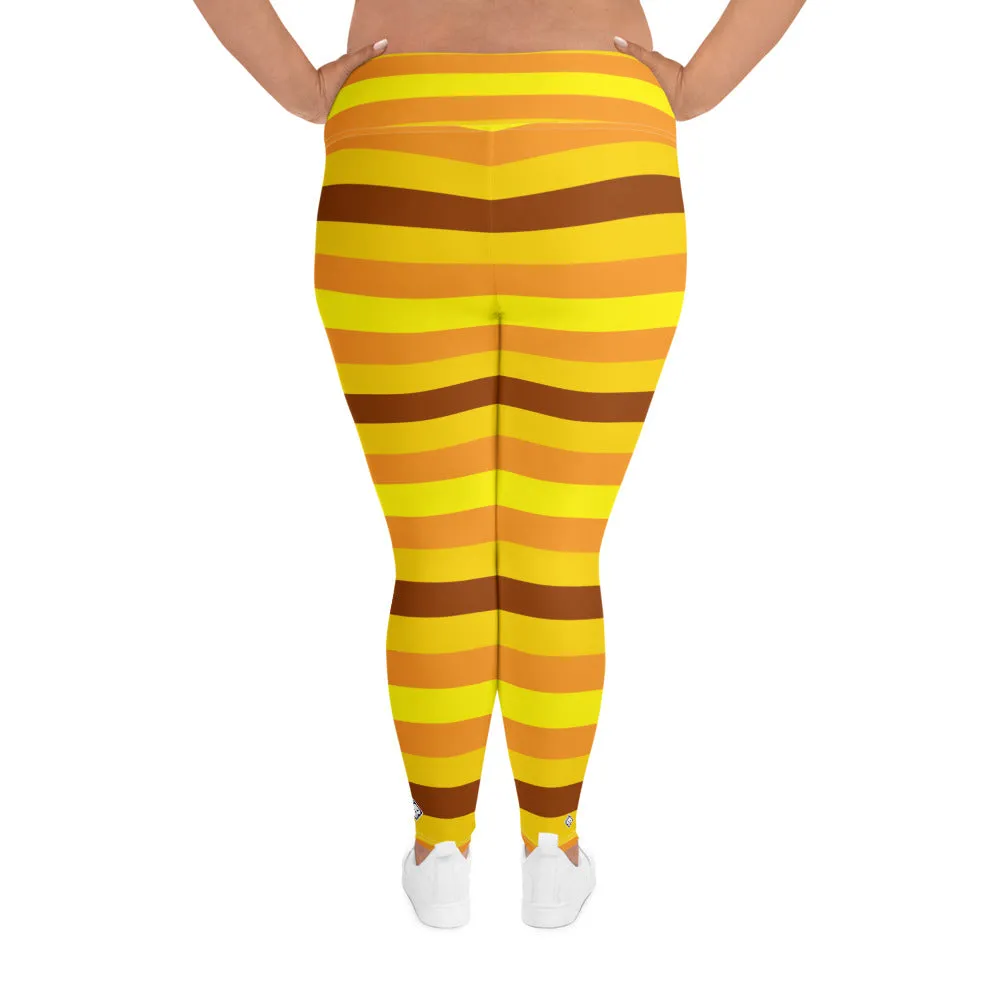 Women's High Waist Plus Size Striped Honey Comb Leggings Yoga Pants