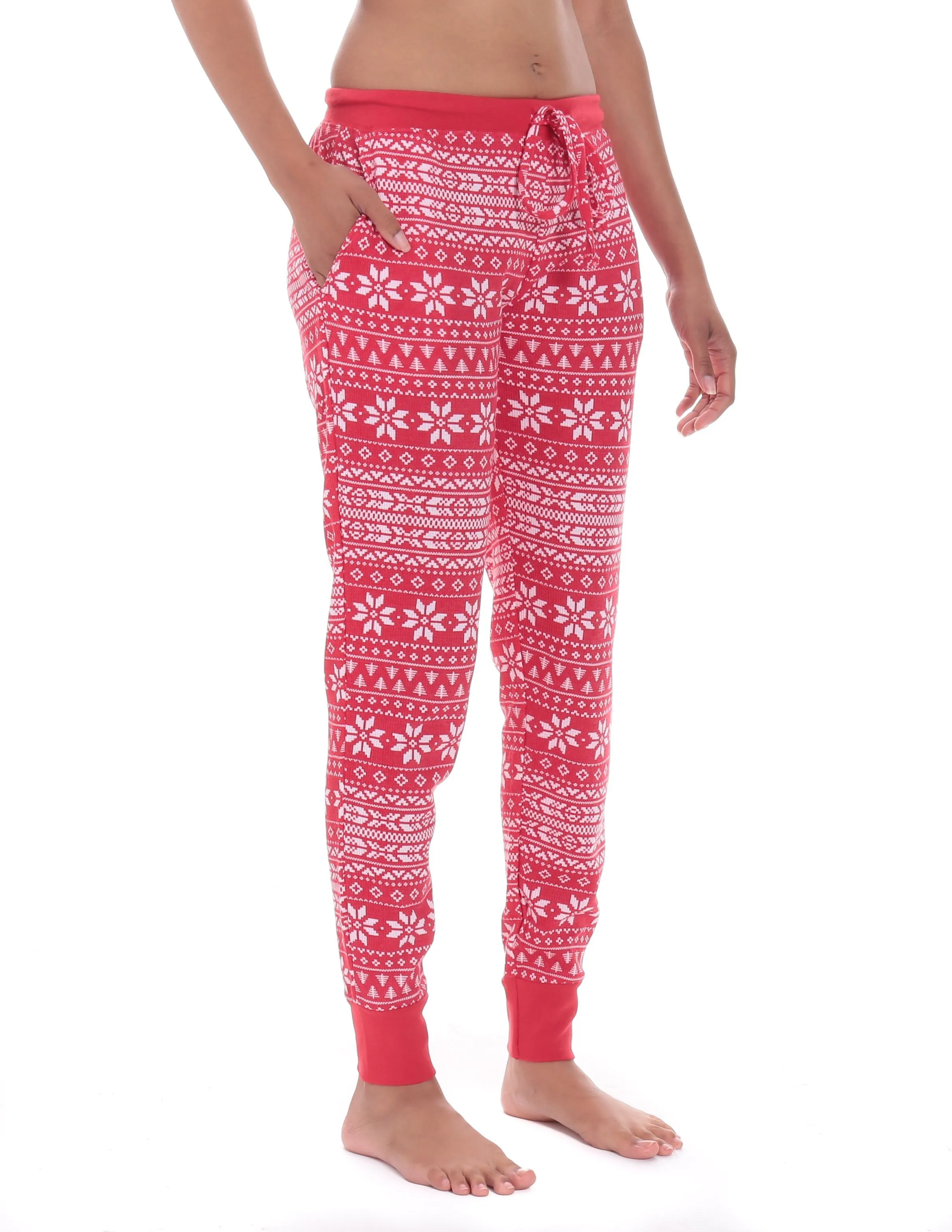 Women's Waffle Knit Thermal Jogger Lounge Pants